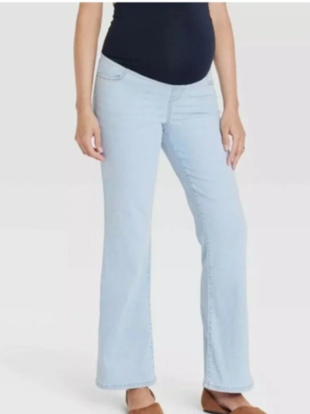Isabel Maternity Flare Jeans Light Blue Over‑Belly Panel Sz 6